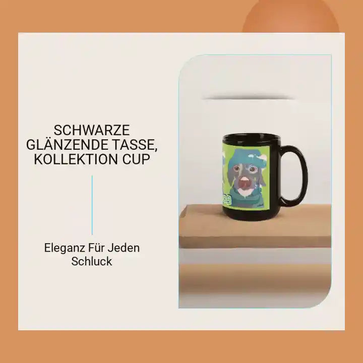 Schwarze gl&auml;nzende Tasse, Kollektion CUP by@Outfy