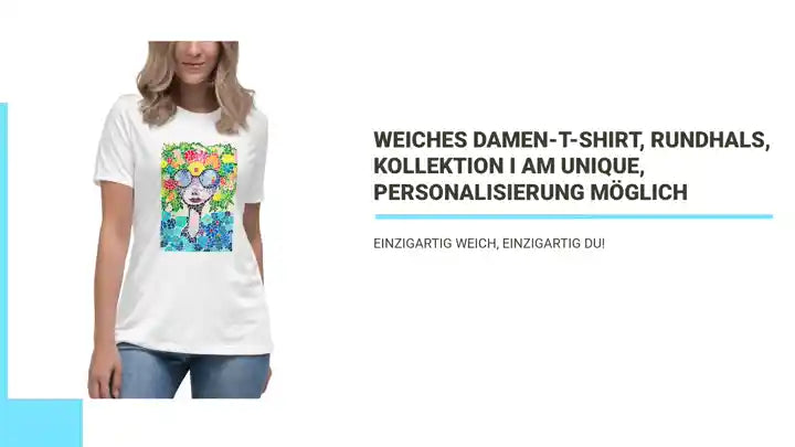 weiches Damen-T-Shirt, Rundhals, Kollektion I AM UNIQUE, Personalisierung m&ouml;glich by@Outfy