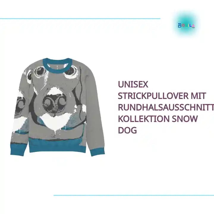 unisex Strickpullover mit Rundhalsausschnitt, Kollektion snow dog by@Outfy