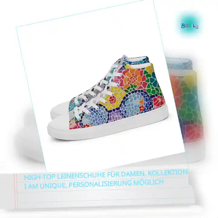 High-Top Leinenschuhe f&uuml;r Damen, Kollektion I AM UNIQUE, Personalisierung m&ouml;glich by@Outfy