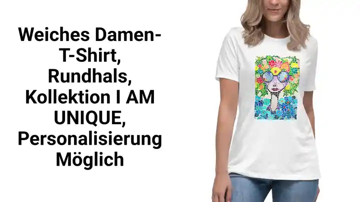 weiches Damen-T-Shirt, Rundhals, Kollektion I AM UNIQUE, Personalisierung m&ouml;glich by@Outfy