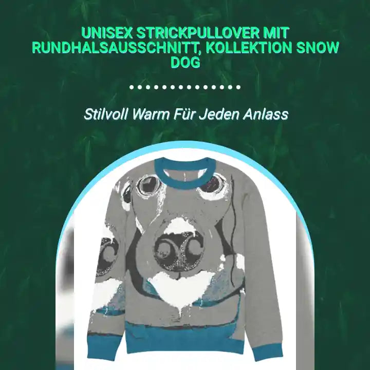 unisex Strickpullover mit Rundhalsausschnitt, Kollektion snow dog by@Outfy