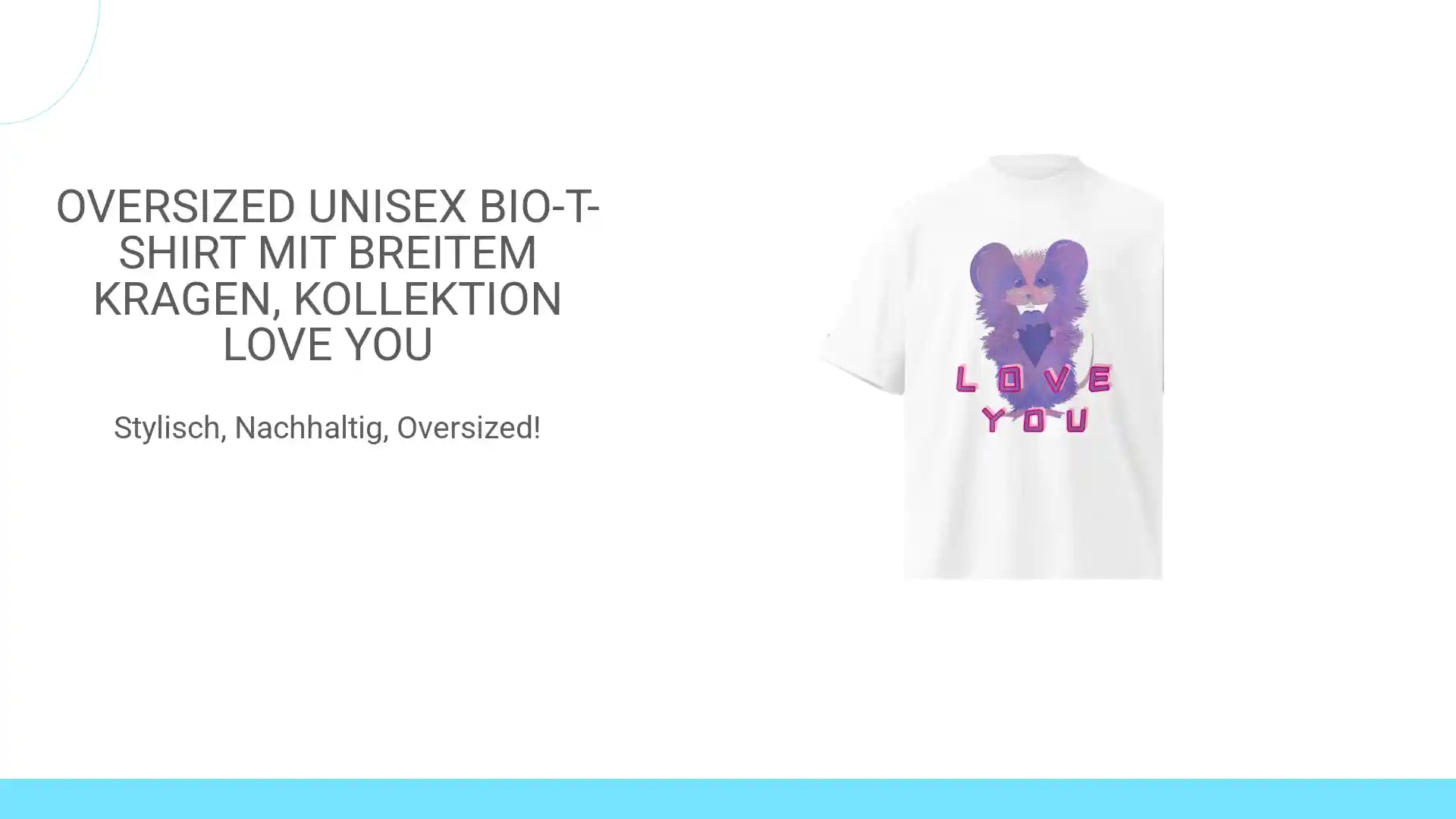 Oversized Unisex Bio-T-Shirt mit breitem Kragen, Kollektion LOVE YOU by@Outfy