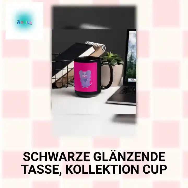 Schwarze gl&auml;nzende Tasse, Kollektion CUP by@Outfy