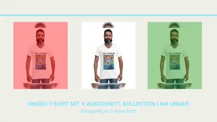 Unisex-T-Shirt mit V-Ausschnitt, Kollektion I AM UNIQUE by@Outfy